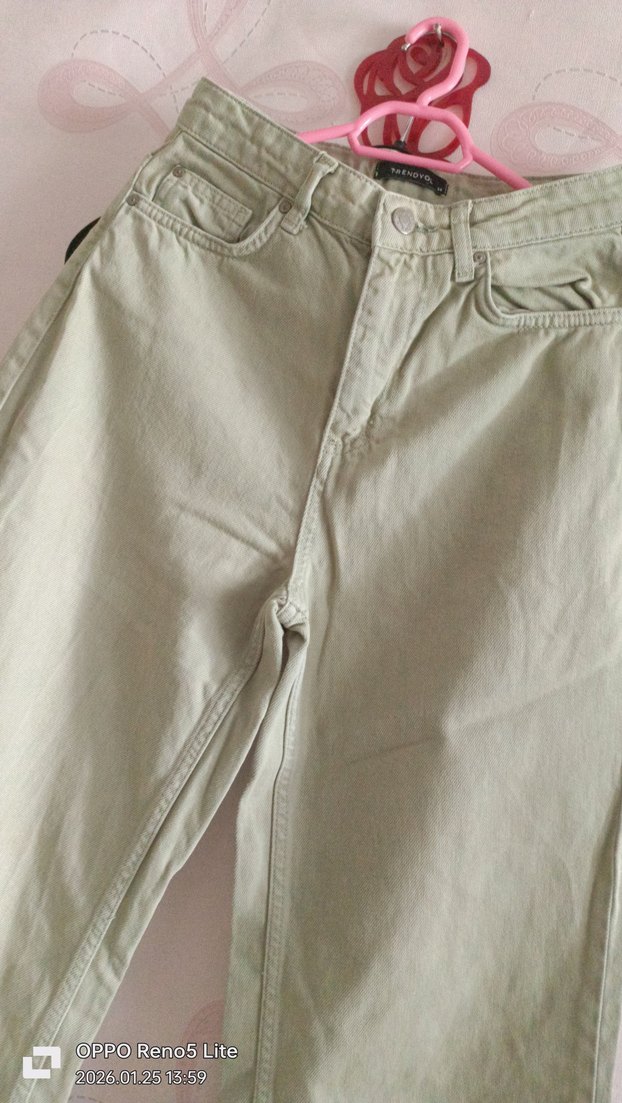 Bej Midi Kadın Keten Pantolon - Görsel 2