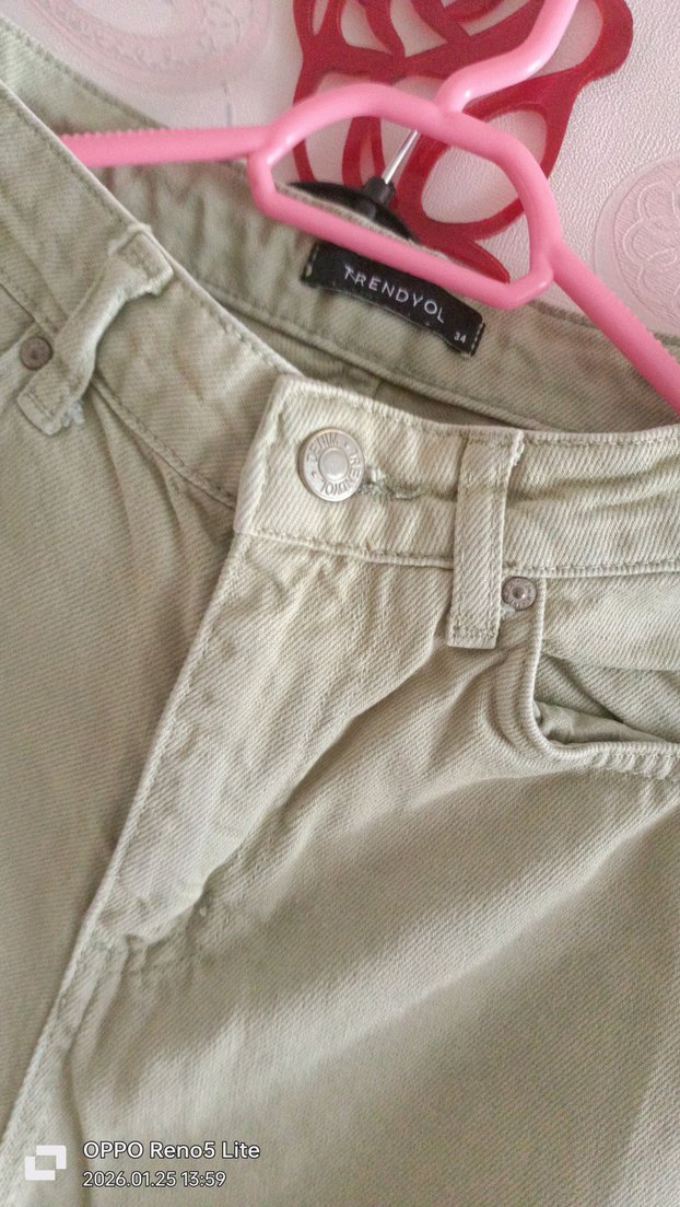 Bej Midi Kadın Keten Pantolon - Görsel 4