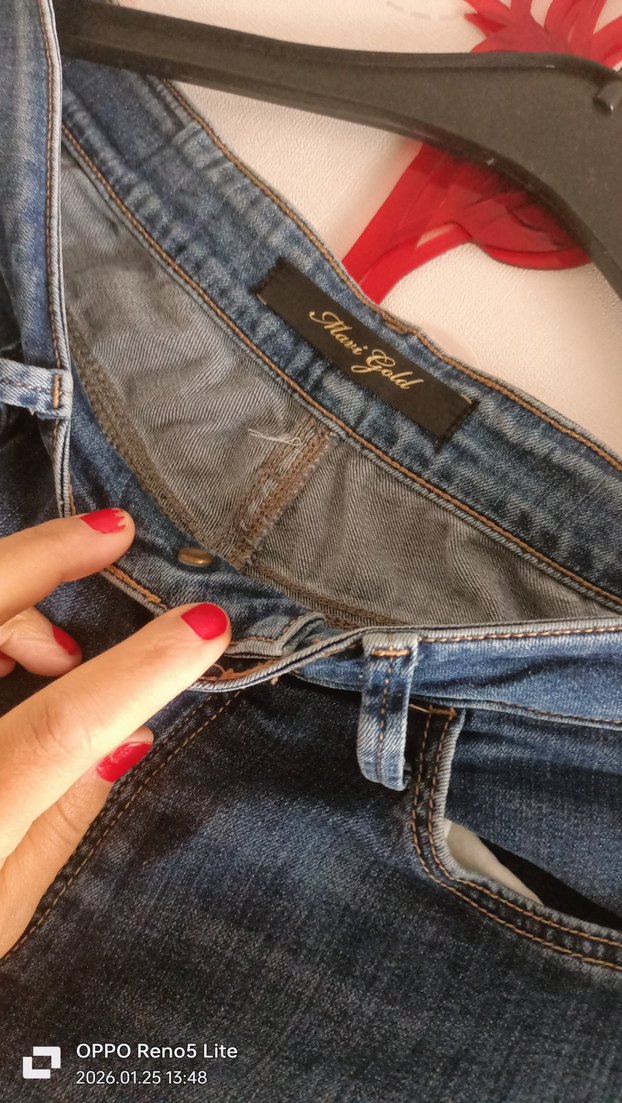 Kadın Mavi Rahat Kesim Midi Boy Kot Pantolon - Görsel 3