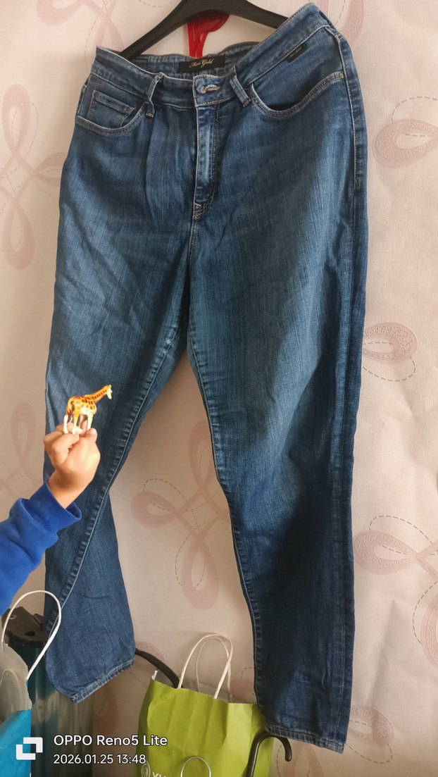 Kadın Mavi Rahat Kesim Midi Boy Kot Pantolon - Görsel 2