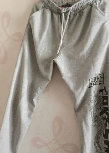 Gri Baskılı Erkek Eşofman Altı Fermuarlı - Görsel 3