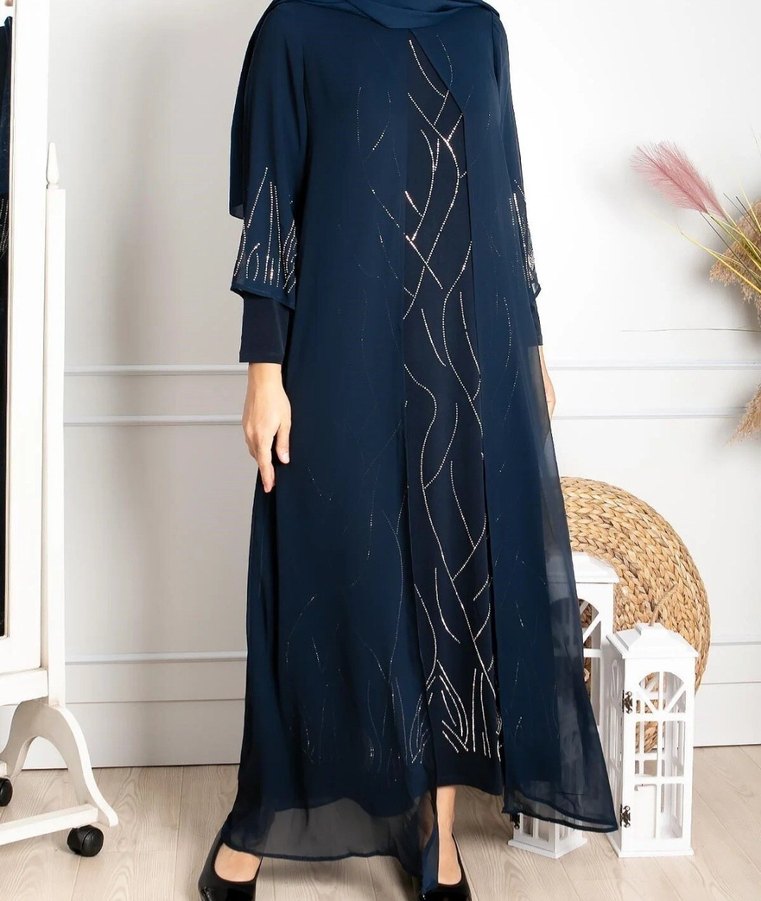 Tesettür Lacivert Abiye - Görsel 2