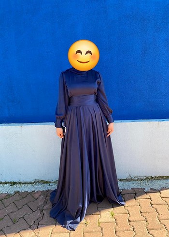 Tesettür Lacivert Abiye Uzun - Görsel 3
