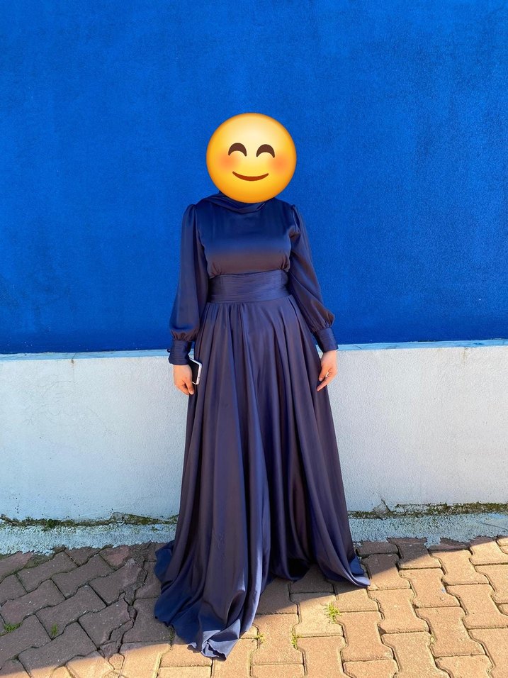 Tesettür Lacivert Abiye Uzun - Görsel 3