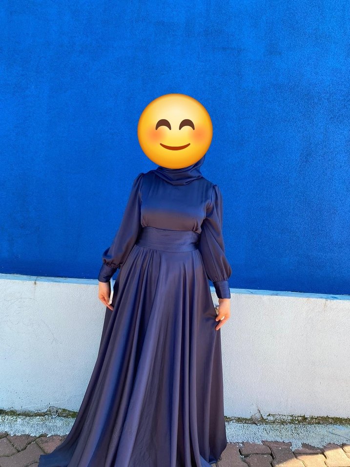 Tesettür Lacivert Abiye Uzun - Görsel 2
