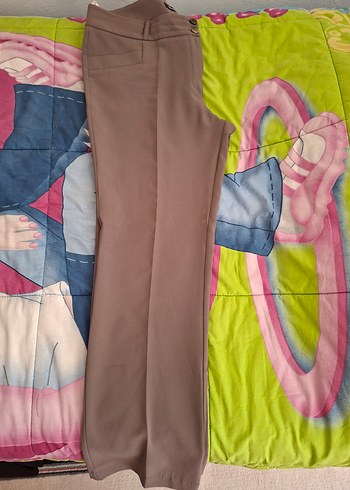 Bej Midi Kumaş Kadın Pantolon