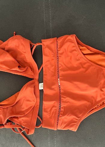 xs Beden Fırfırlı turuncu Mini Bikini