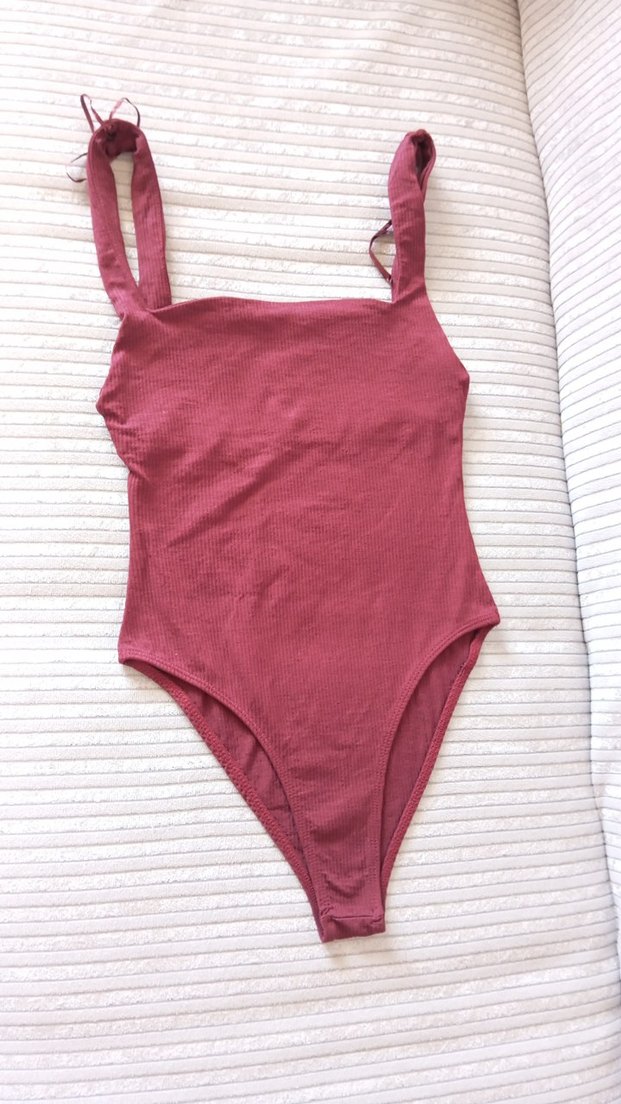 Bordo İnce Askılı Kadın Mayo - Görsel 2