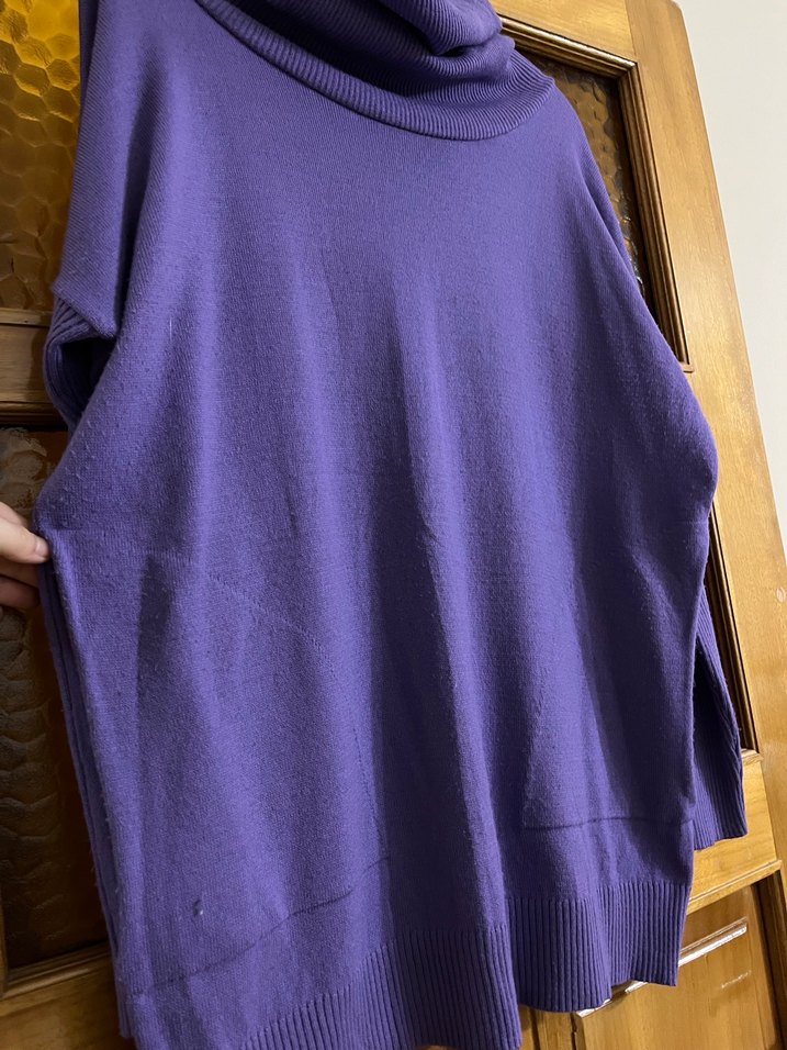 Mor Boğazlı Uzun Kollu Salaş Kazak - Görsel 4