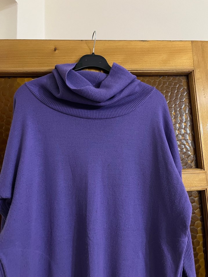 Mor Boğazlı Uzun Kollu Salaş Kazak - Görsel 3