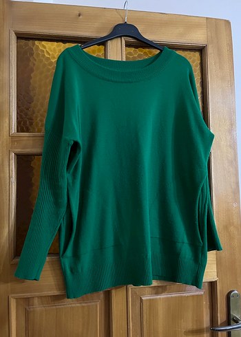 Kadın Yeşil Triko Salaş Kazak - Görsel 3