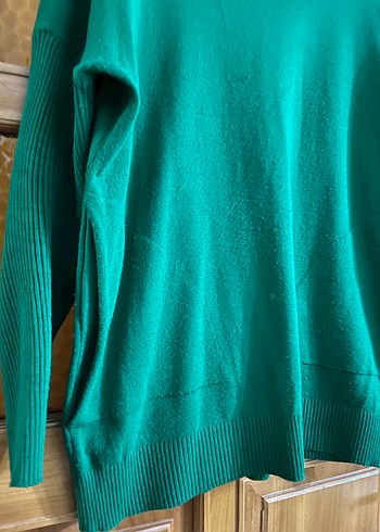 Kadın Yeşil Triko Salaş Kazak - Görsel 4