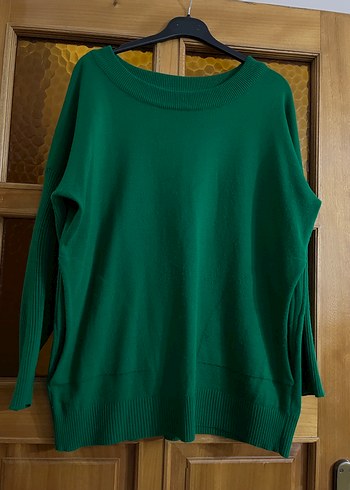 Kadın Yeşil Triko Salaş Kazak - Görsel 2