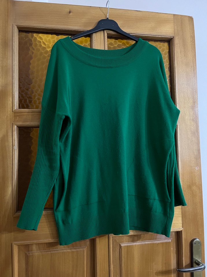 Kadın Yeşil Triko Salaş Kazak - Görsel 3