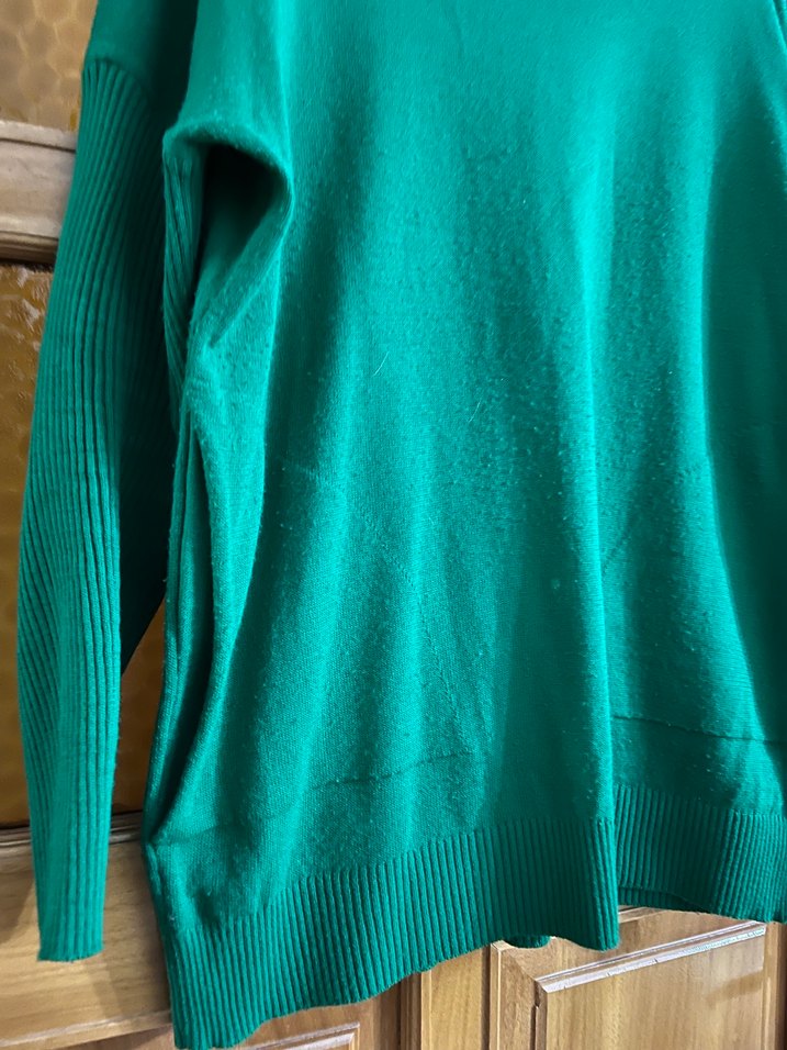 Kadın Yeşil Triko Salaş Kazak - Görsel 4