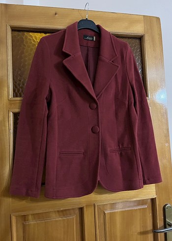 Bordo Düğmeli Kadın Blazer Ceket - Görsel 2