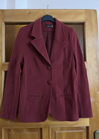 Bordo Düğmeli Kadın Blazer Ceket - Görsel 3