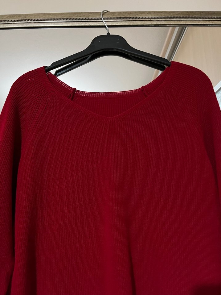 Kırmızı Örgü Kadın Kazak - Görsel 2