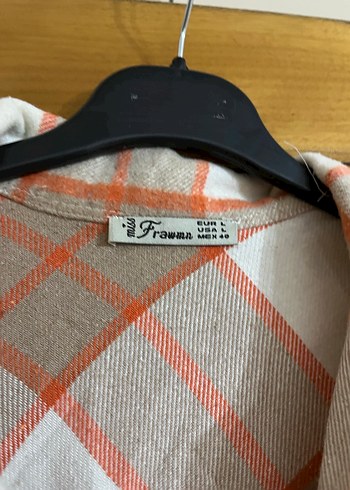 Düğmeli Bej Ekose Kadın Gömlek - Görsel 5