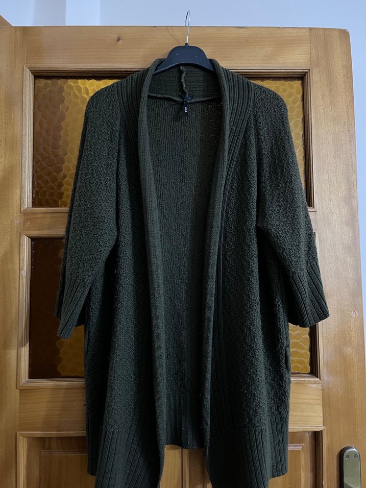 Gri Kadın Triko Hırka - Görsel 2