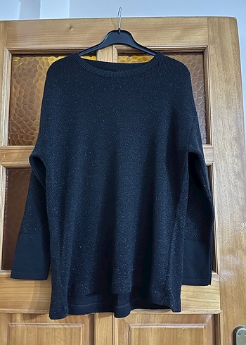 Siyah Örgü Kadın Kazak, Bisiklet Yaka, Salaş - Görsel 2