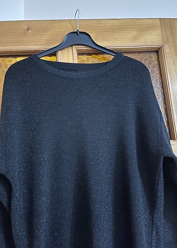 Siyah Örgü Kadın Kazak, Bisiklet Yaka, Salaş - Görsel 3