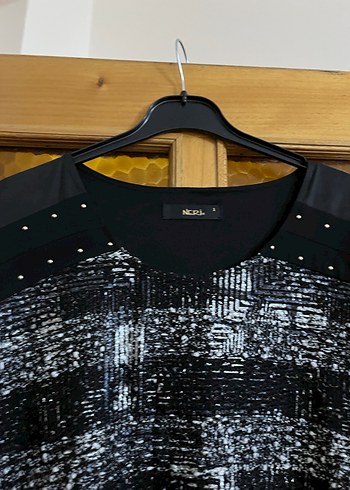 Siyah  Desenli Uzun Kollu Triko Bluz - Görsel 5