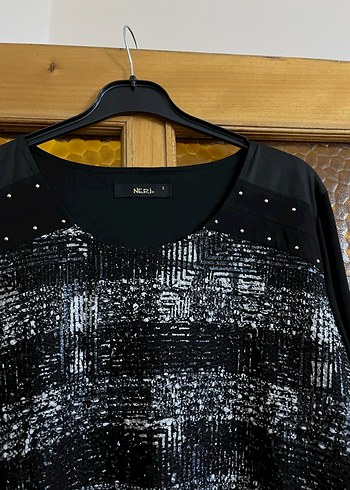 Siyah  Desenli Uzun Kollu Triko Bluz - Görsel 4