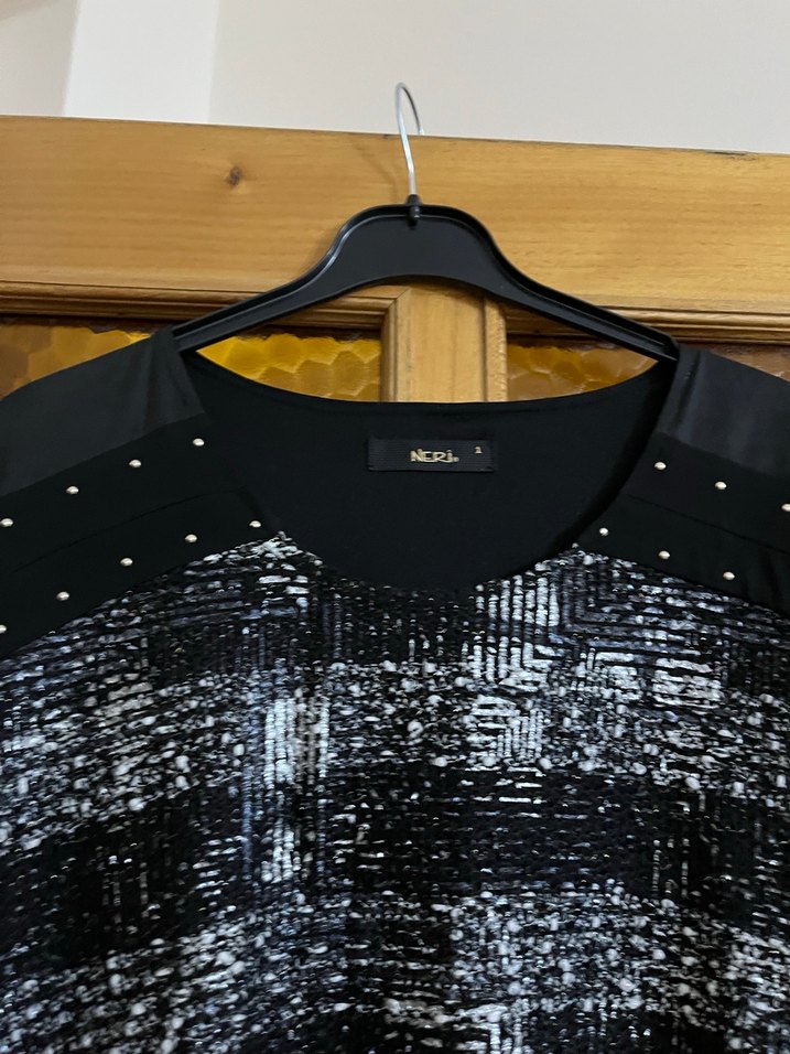 Siyah  Desenli Uzun Kollu Triko Bluz - Görsel 5