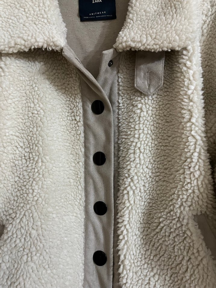 Düğmeli Bej Kadın Polar Ceket - Görsel 4