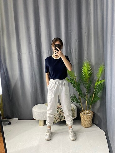 Diğer Bel ve Paça Lastikli Keten Jogger
