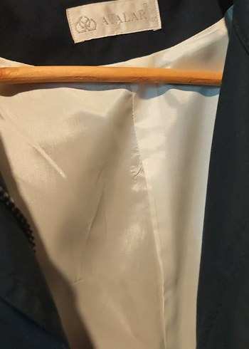 Düğmeli lacivert Midi Kadın Ceket - Görsel 3