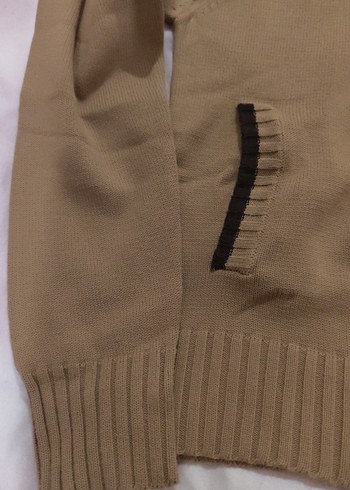 Bej Kapüşonlu Fermuarlı hırka - Görsel 3