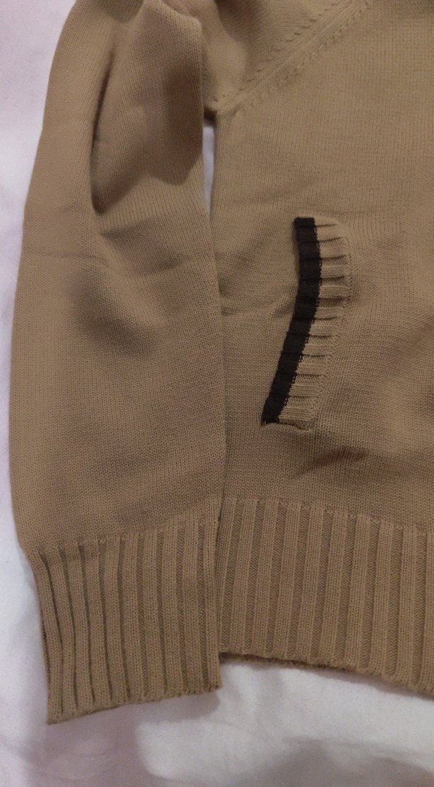 Bej Kapüşonlu Fermuarlı hırka - Görsel 3