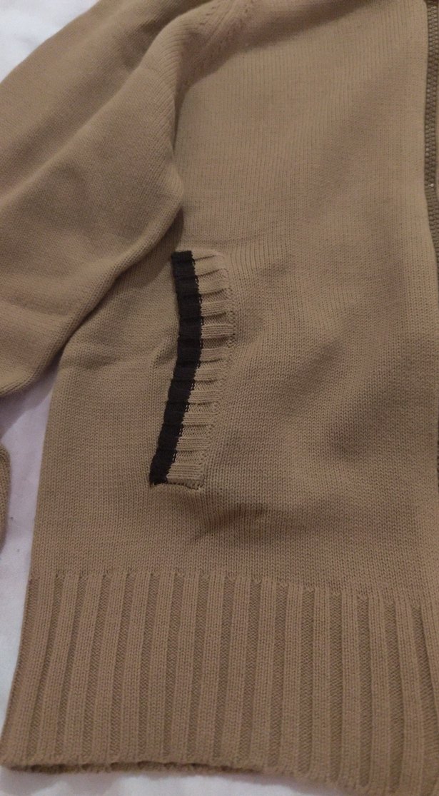 Bej Kapüşonlu Fermuarlı hırka - Görsel 2