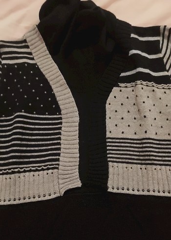 Siyah Boğazlı Triko Kadın Kazak - Görsel 3