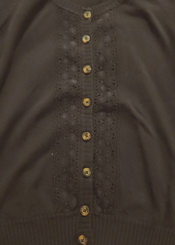 Siyah Düğmeli fakir kollu kadın Hırka - Görsel 4