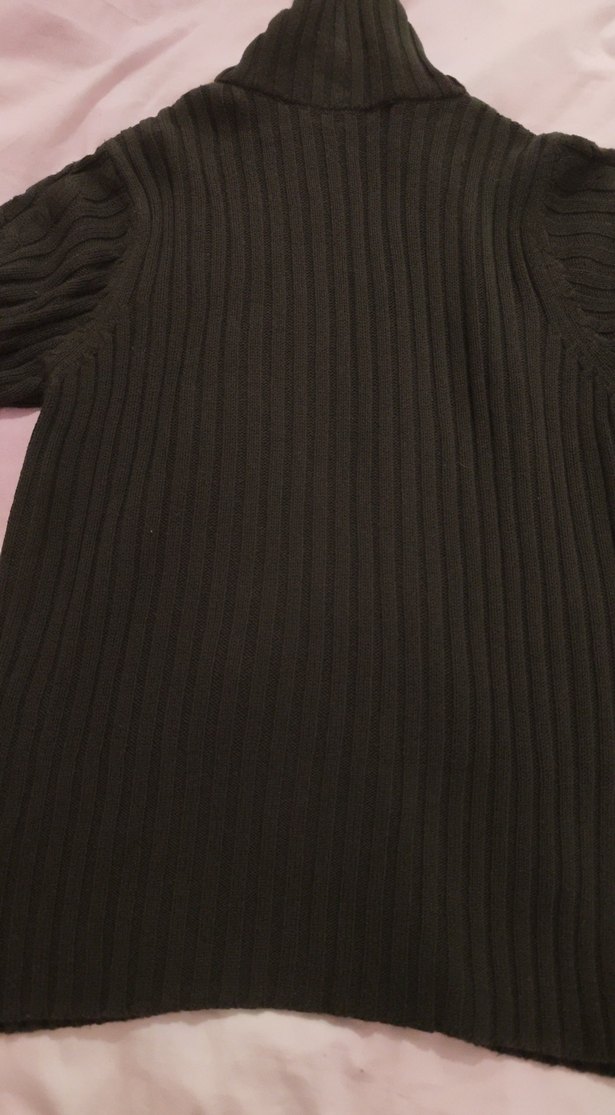 Asker yeşili Örgü Boğazlı Kadın Hırka - Görsel 3