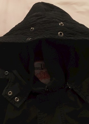 kadın Siyah Düğmeli ve fermuarlı Street Wear Kaban - Görsel 2