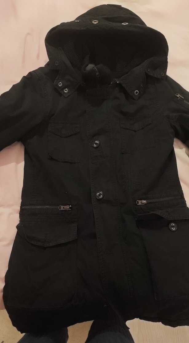 kadın Siyah Düğmeli ve fermuarlı Street Wear Kaban - Görsel 5