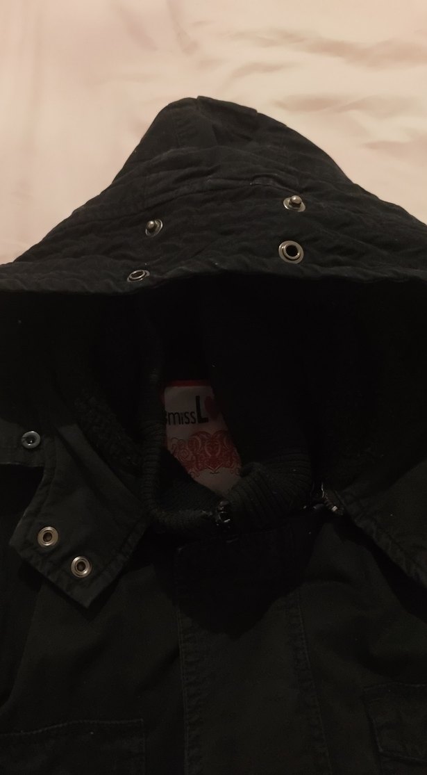 kadın Siyah Düğmeli ve fermuarlı Street Wear Kaban - Görsel 2