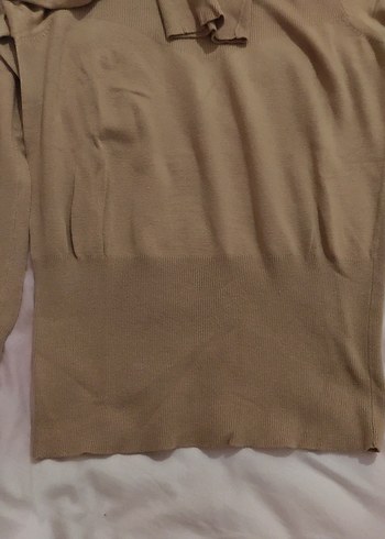 Bej Kadın Boğazlı Uzun Kollu Triko - Görsel 2