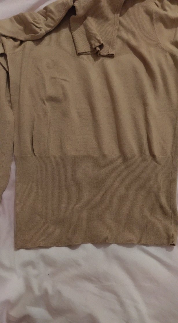 Bej Kadın Boğazlı Uzun Kollu Triko - Görsel 2