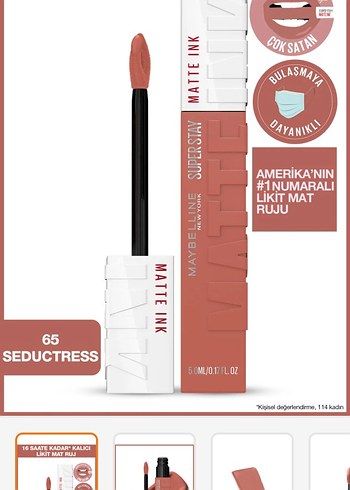 Maybelline Matte Ink Likit Mat Ruj 65 Seductress