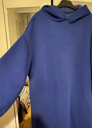 Zara Kadın Mavi Kapüşonlu Salaş Elbise