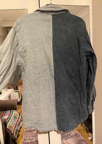 Zara Gri Batik Desenli Kadın Denim Ceket