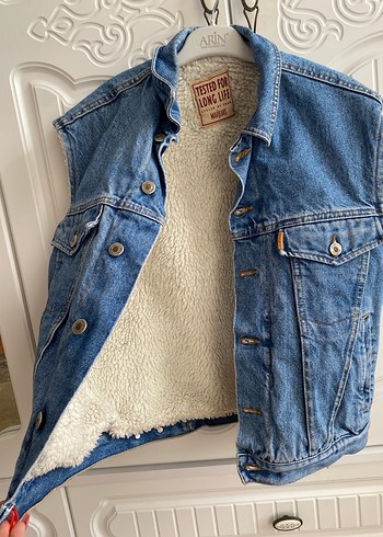 Düğmeli Mavi Kadın Kot Yelek - Görsel 3