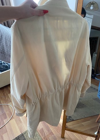 Bej Kadın Midi Trençkot Düğmeli Cepli - Görsel 6