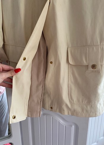 Bej Kadın Midi Trençkot Düğmeli Cepli - Görsel 4