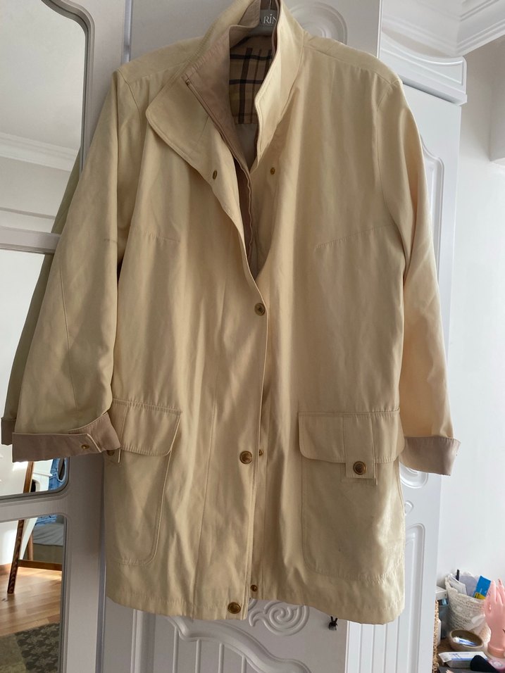 Bej Kadın Midi Trençkot Düğmeli Cepli - Görsel 3